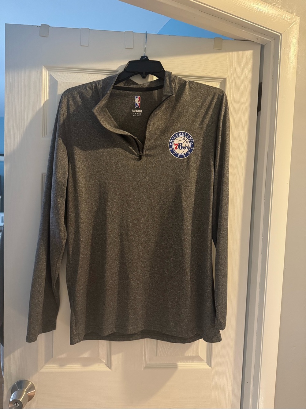 NBA Philadelphia 76ers Youth Dark Gray Quarter‑Zip Pullover